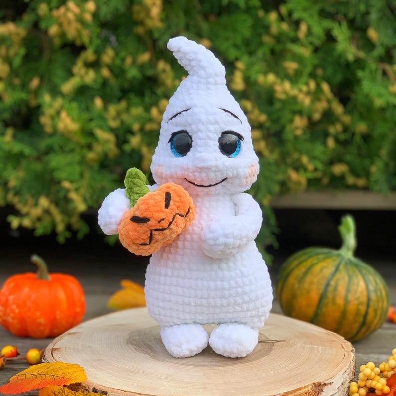 Virkmönster amigurumi Halloween spöke och pumpa PDF-fil på engelska och tyska bild 5