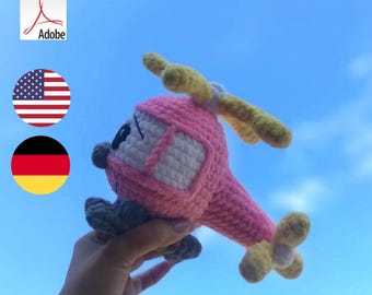 Crochet Pattern Plush Helicopter amigurumi PDF file in English and German