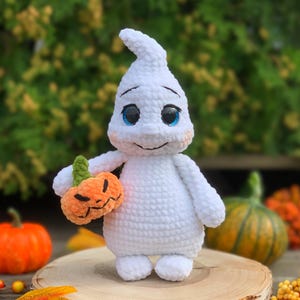Virkmönster amigurumi Halloween spöke och pumpa PDF-fil på engelska och tyska bild 2