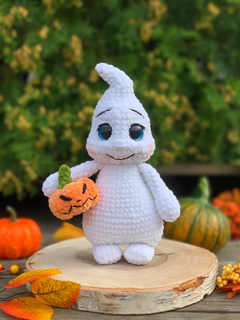 Virkmönster amigurumi Halloween spöke och pumpa PDF-fil på engelska och tyska bild 2