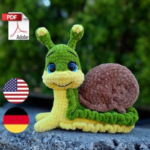 Häkelanleitung Schnecke Amigurumi PDF Datei in ENG und Deutsch