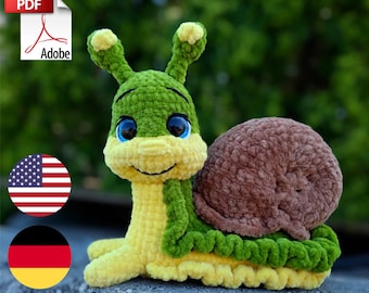Schema uncinetto lumaca amigurumi file PDF in ENG e tedesco