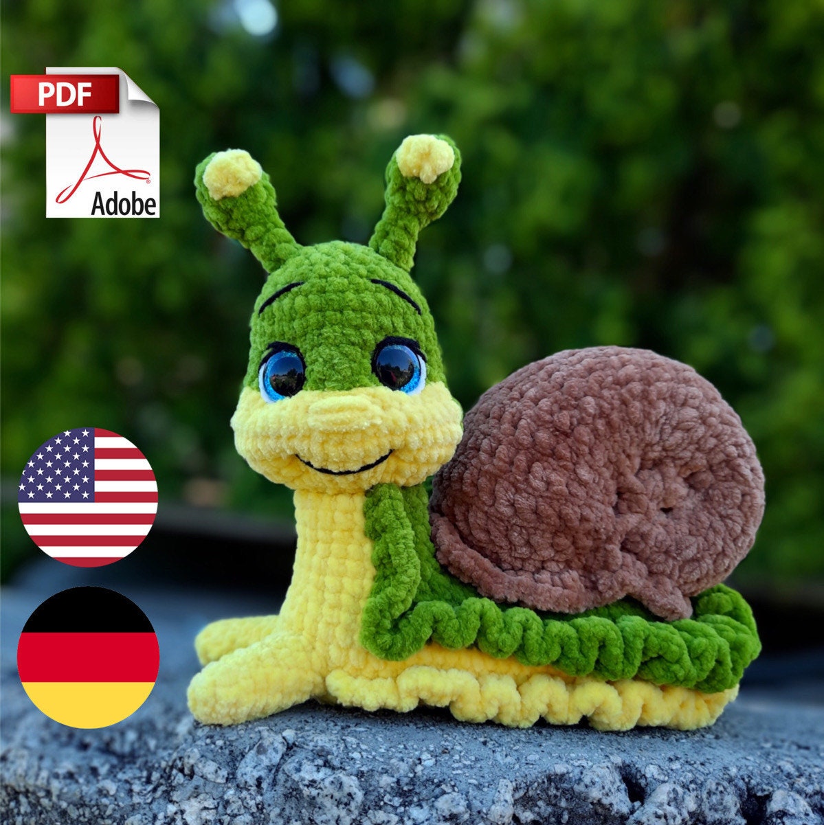 40 Crochet Snails, Slugs, Caterpillars, and Worms Patterns Worth Noticing 7 Crochet pattern snail amigurumi file in ENG and German