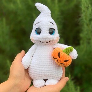 Virkmönster amigurumi Halloween spöke och pumpa PDF-fil på engelska och tyska bild 9