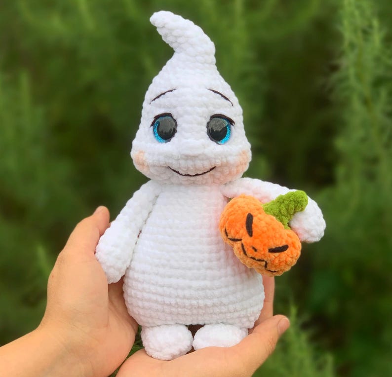Virkmönster amigurumi Halloween spöke och pumpa PDF-fil på engelska och tyska bild 9