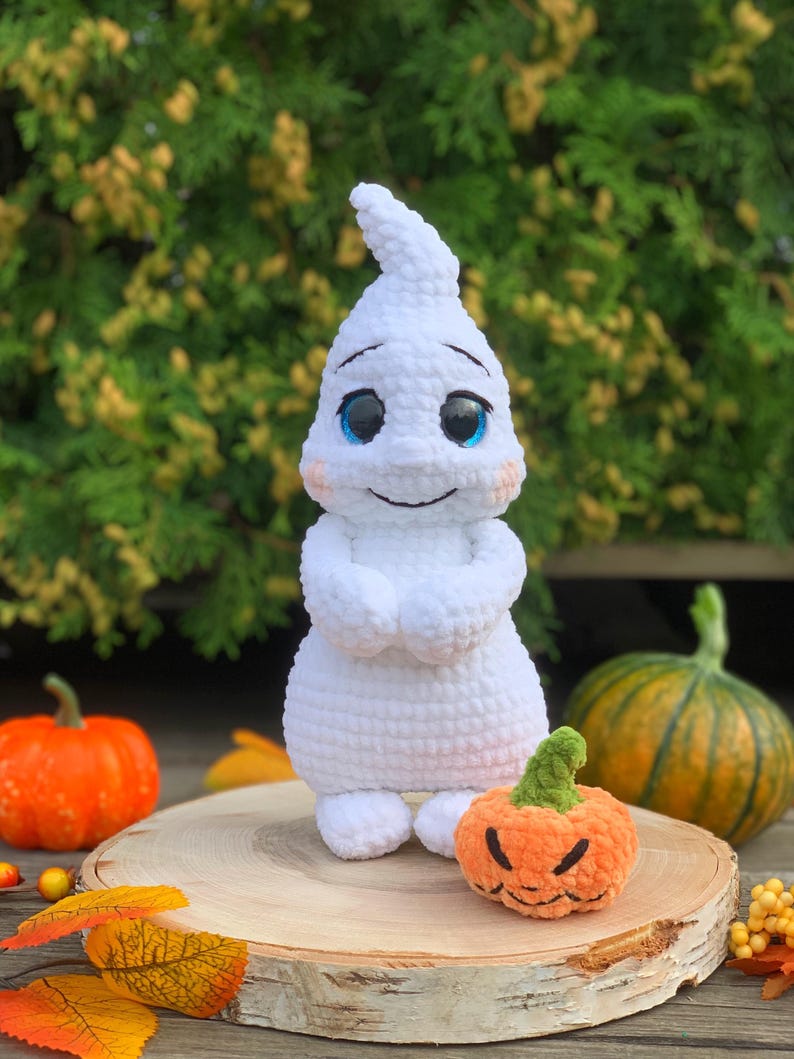 Virkmönster amigurumi Halloween spöke och pumpa PDF-fil på engelska och tyska bild 7
