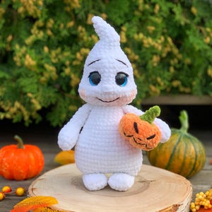 Virkmönster amigurumi Halloween spöke och pumpa PDF-fil på engelska och tyska bild 8