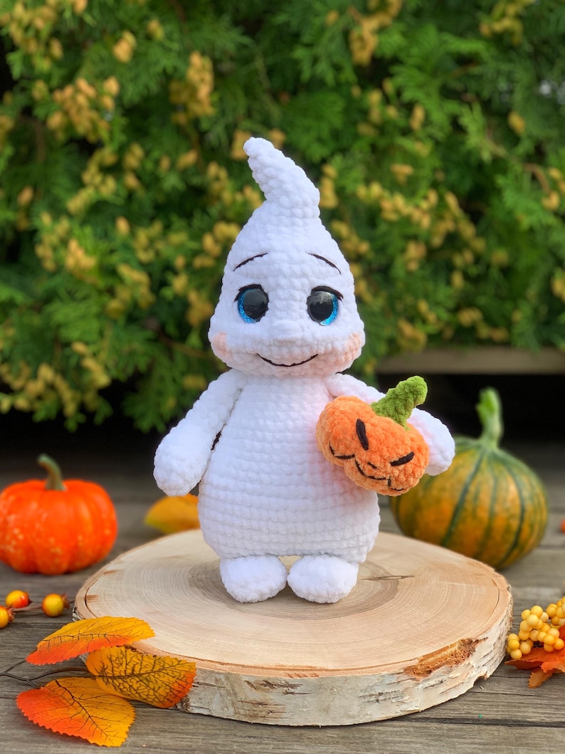 Virkmönster amigurumi Halloween spöke och pumpa PDF-fil på engelska och tyska bild 8