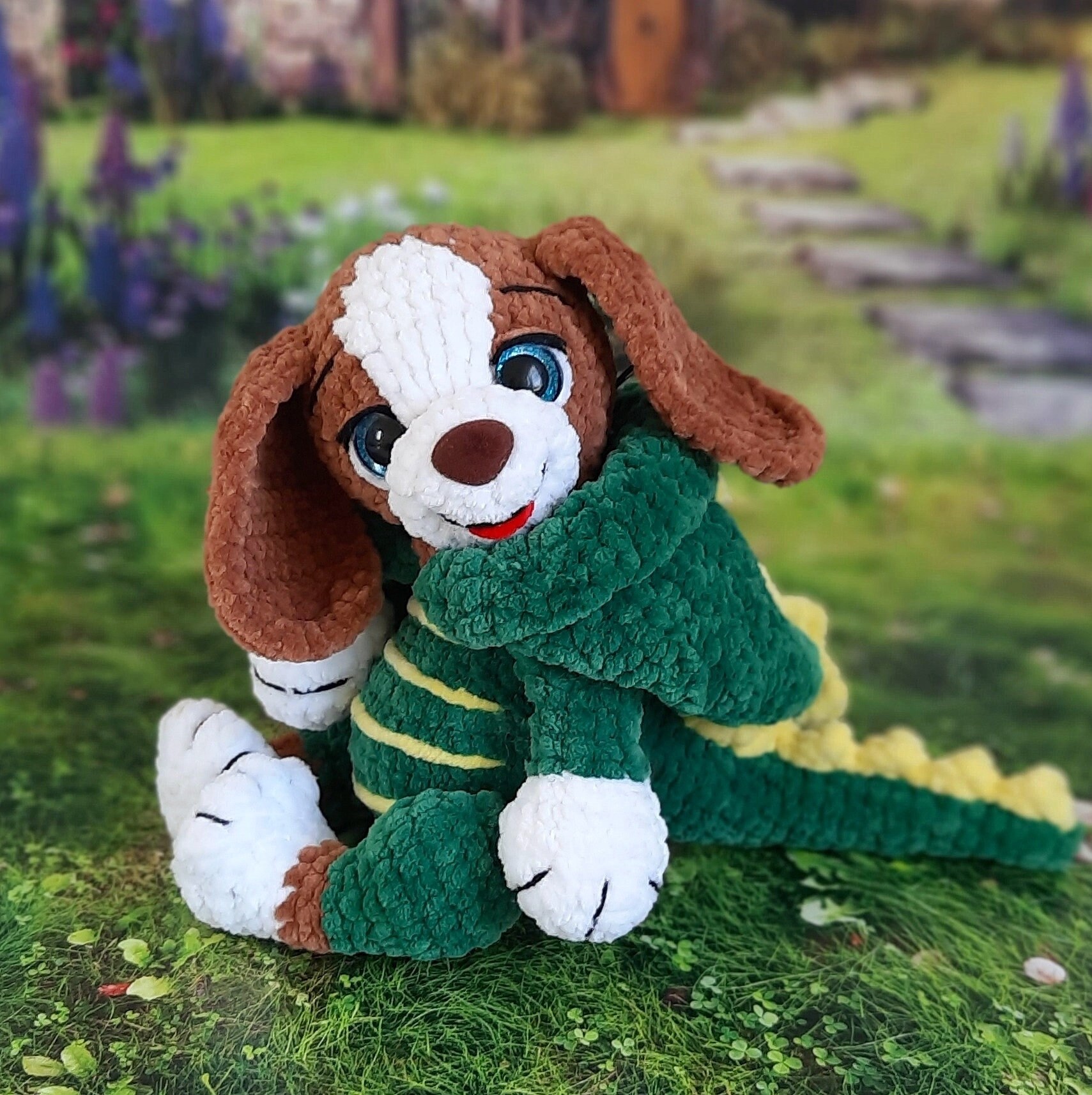 Crochet Pattern Dog in a Dinosaur Costume Amigurumi PDF Tutorial