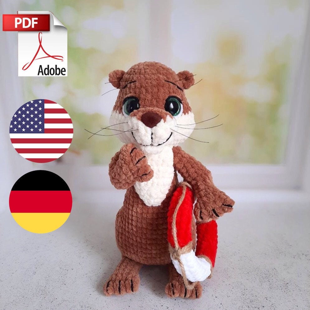 39 Otter Crochet Patterns for Cute Gifts, Nursery Decor, and Pocket-Sized Amigurumi 6 Crochet pattern otter amigurumi file in ENG and German