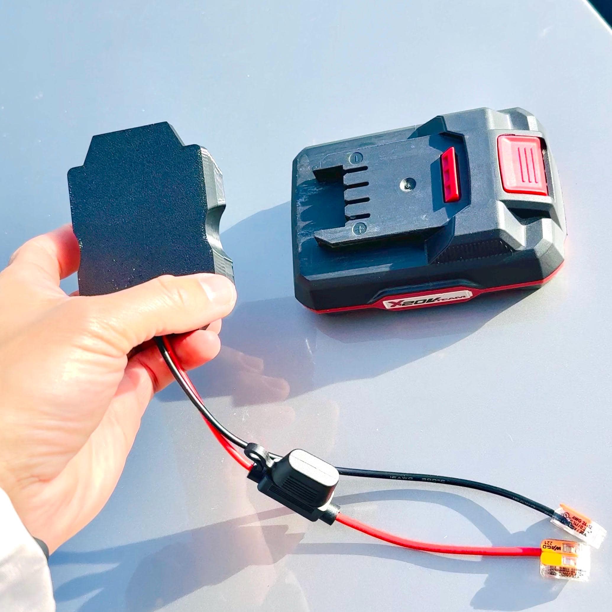 Adaptateur de batterie Parkside X20 avec fusible pour bricolage