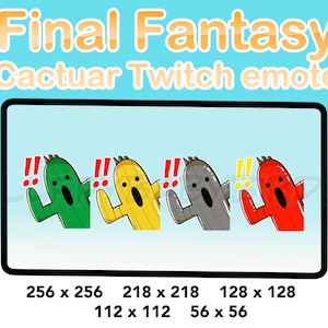 4 Emotes Final Fantasy Cactuar pack (digital download) for twitch, discord, youtube