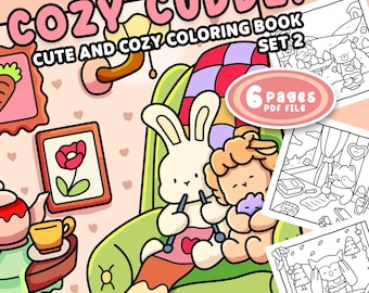 Cozy Cuddly Coloring Pages: Super Cute and Cuddly Characters in Cozy ...