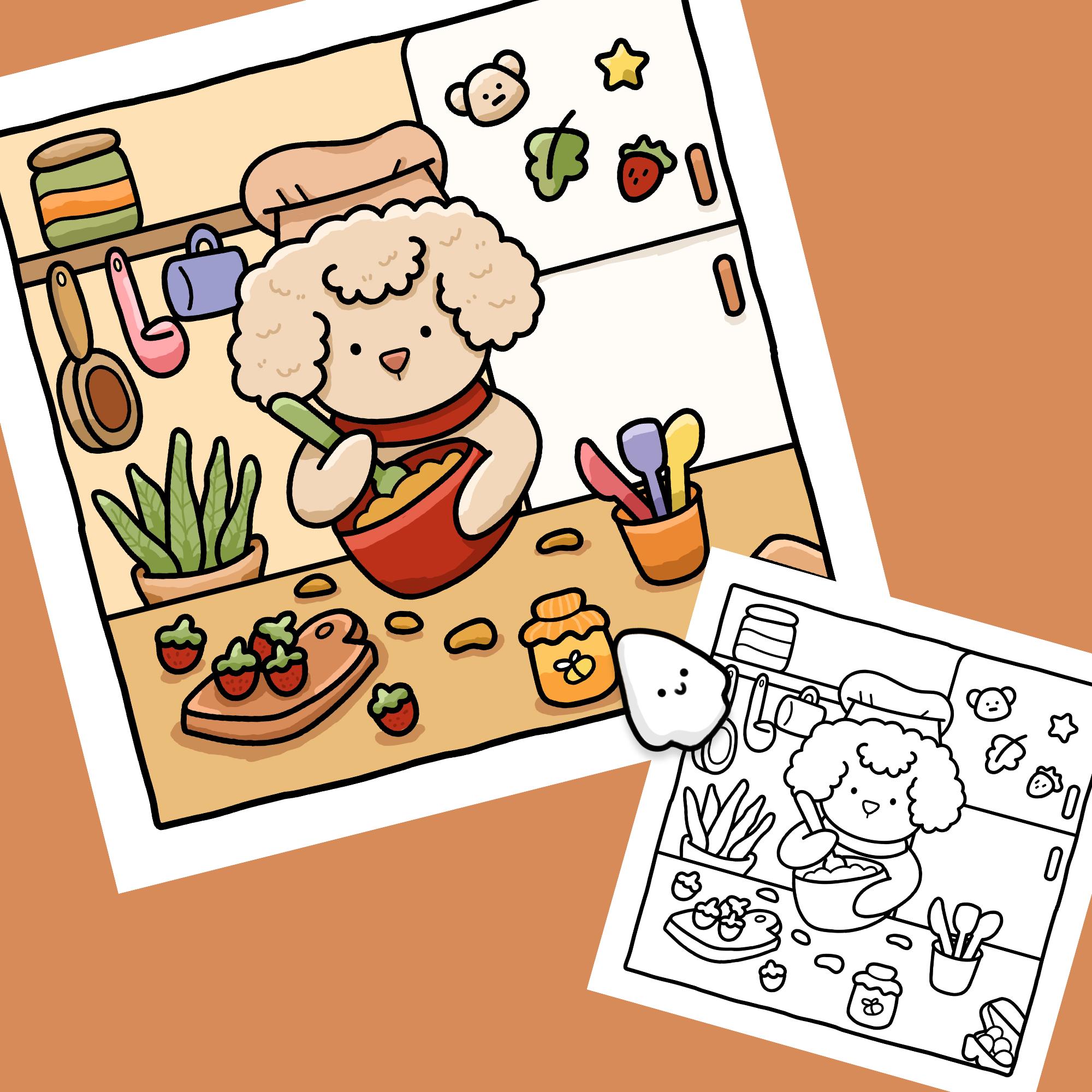 Cute Animal Coloring Pages: Cozy Cuddly Characters, Set One (PDF ...