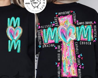 Cross Mom Bible Jesus, Christian Mom, Inspirational Faith, Mom Bible Shirt Design, Gift For Her, Mother Day Mom Jesus Sublimation Design