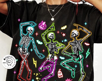 Colorful Neon Skeleton Png, Fall Skull, Creepy Skeleton Skull PNG, Halloween Shirt Png, Halloween Design, Spooky Halloween Sublimation