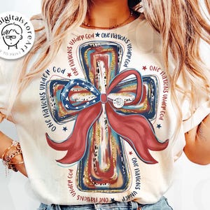 Cruz de Una Nación Bajo Dios (Png), Camiseta Cristiana Patriótica, Fe del 4 de Julio, Diseño de la Biblia Americana (Png), Cruz Patriótica de EE. UU. con Jesús (Png)
