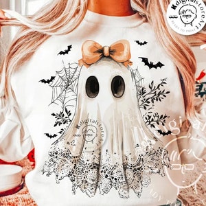 Cute Lace Ghost Png, Boo In Boojee, Halloween Boo Lace Bow Png, Halloween PNG, Boo Ghost Shirt Png, Cute Boo Halloween Sublimation Design