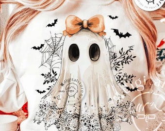 Cute Lace Ghost Png, Boo In Boojee, Halloween Boo Lace Bow Png, Halloween PNG, Boo Ghost Shirt Png, Cute Boo Halloween Sublimation Design