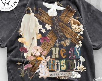 Floral He Is Risen Png, Matthew 28:6 Easter Png, Easter Jesus Png, Easter Bible Png, Easter Resurrection Png, Trendy Christian Collage Png