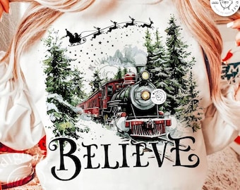 Believe North Pole Train Png, Christmas Train To North Pole, Christmas Design Gift For Her Christmas Sublimation Design Png Download Digital