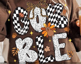 Gobble Turkey Girl Kid Toddler Png, Thanksgiving Kid PNG, Thankful Shirt Design, Toddler Kid Design Png, Gobble Thankful Sublimation Digital