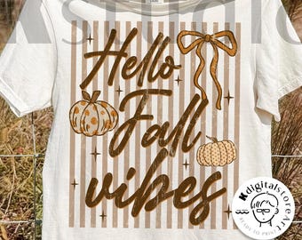 Hola, ambiente otoñal PNG, coquetería retro para sublimación otoñal, camisa otoñal con lazo de calabaza PNG, archivo de descarga digital con ambiente otoñal, mujer acogedora para otoño PNG
