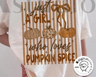 Una chica que ama la calabaza especiada PNG, Sublimación retro de otoño coqueta, Camiseta de otoño con lazo de calabaza PNG, Mujeres de otoño PNG, Otoño acogedor PNG