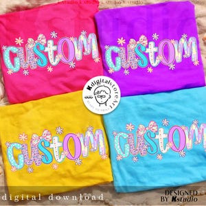 Custom Summer Patchwork Name Png, Personalized Beach Png, Coastal Whimsical Floral Letters Png, Trendy Custom Vacation Gift, Summer Vacation