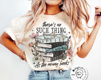 There's No Such Thing As Too Many Book Png, Book Png Design, Book Lover Png, Retro Aesthetic Art, Vintage Shirt Sublimation Digital Download