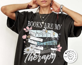Book Are My Therapy Png, Flower Book Png, Book Png Design, Book Lover Png, Retro Aesthetic Art, Vintage Shirt Sublimation Digital Download