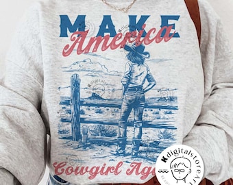 Make America Cowgirl Again Svg Png, 4 de julio Svg, Vaquero occidental 4 de julio Svg, Salvaje oeste Svg Png, Vaquera del 4 de julio Png, 4 de julio de moda