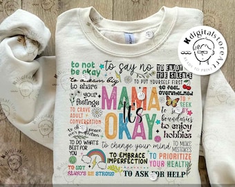 Mama It's Okay Png, Mama Mom Mental Health Matters Png, Mother's day Png, Retro Mother PNG, Blessed Mom Png, Mom File Sublimation Digital
