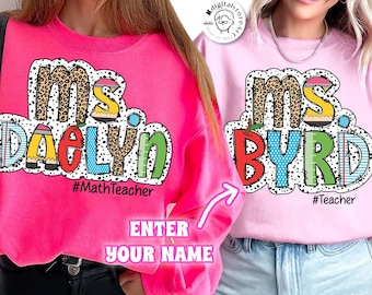 100 Days Teacher Name Custom Design, 100Days Of School Teacher,  School Teacher Shirt Design, 100 Day Brighter Png Sublimation,Custom Design