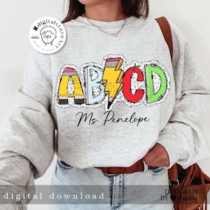 Name Custom Design For Teacher, Kindergarten Boy Girl Toddler Back To School Name Design, Teacher Png, Back To School Teacher Shirt Design