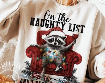 Funny Racoon Design, Christmas Racoon Png, Cute But Feral Png Design, Christmas Png Design, Christmas Png, Racoon Christmas Sublimation