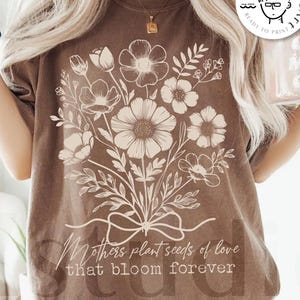 Festa della mamma con fiori di campo Png, Pianta della mamma con semi d'amore Png, Mamma Png, Regalo per lei, Mamma vintage Png, Fiocco per mamma civettuola, Sublimazione mamma Png