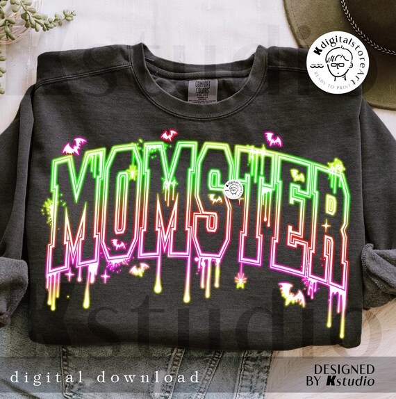 Preppy Mama  Png, Halloween Mom Mama Png, Neon Halloween PNG, Boo Ghost Shirt Png, Mombie Mama Halloween Mombie,Halloween Sublimation Design