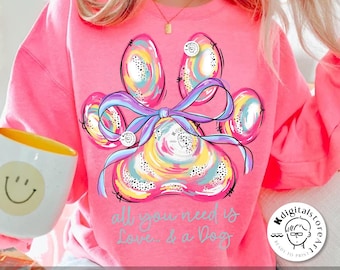 Coquette Bow Love Dog Png, Coquette Dog Mom Png, Dog Mama Sublimation Png, Dog Lover Png, Bow Png, Floral Coquette Dog Png,Easter Dog Design