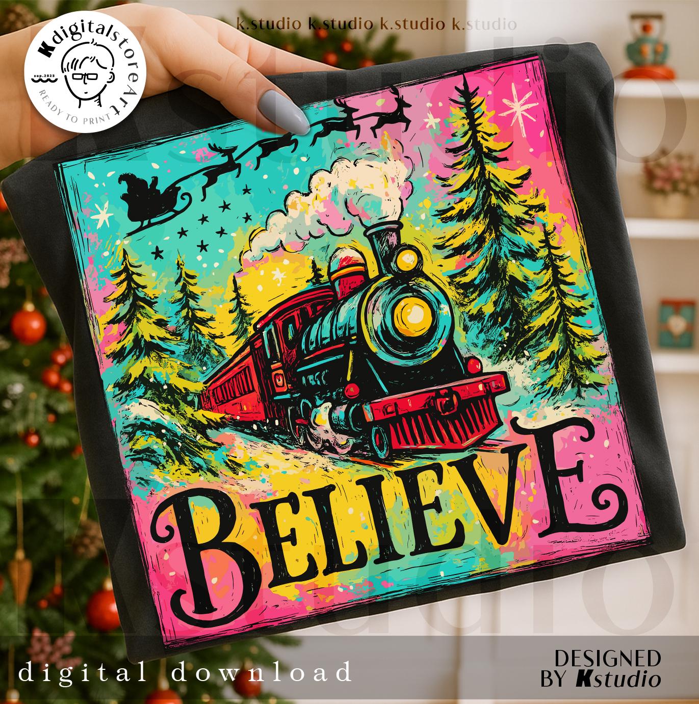 Believe North Pole Train Png, Believe Train Christmas PNG, Colorful ...