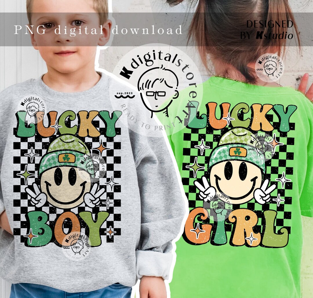 Patrick's Day Lucky Boy Girl Png, Toddler Kid Boy Girl Shirt Design