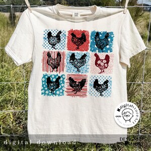 Pollo patriottico 4 luglio Png, Gallina del 4 luglio Png, Pollo con bandiera americana Png, Fattoria USA Png, Pollo floreale Png, Giorno dell'Indipendenza Png immagine 3
