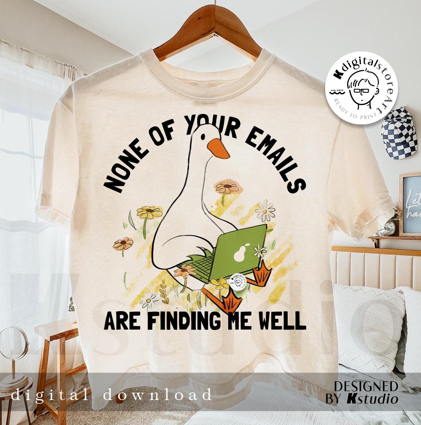 Sarcasm Goose Duck Png, None Of Your Emails Finding Me Well  PNG, Anxiety Goose, Self Care, Duck Goose, Antisocial Anxiety Design Download