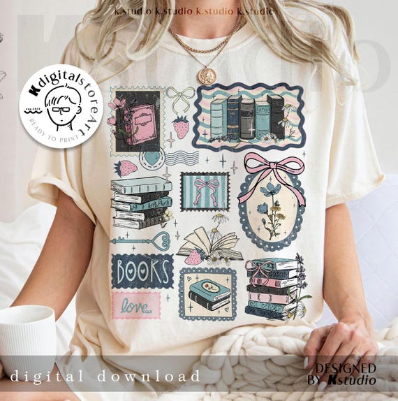 Retro Bookish Love Collage Png, Vintage Book Love Png, Librarian Scrapbook Png, Grandma Core Png, Cottagecore Book Png, Antique Reading Png