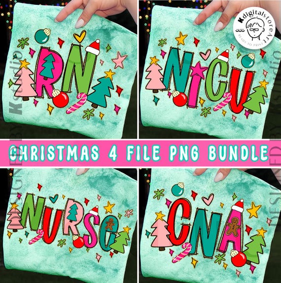 Pink Christmas Nurse PNG Bundle, Trendy Preppy Christmas RN Nicu Cna Png, Giltter Christmas Png,  Png, Nurse Holiday Png, Christmas Girly