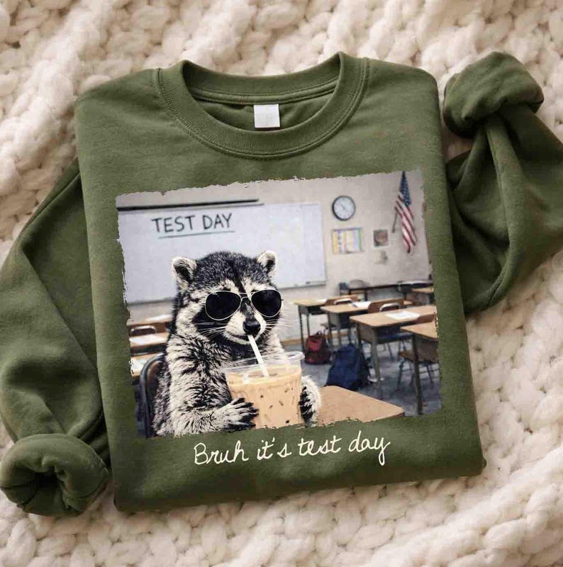 Bruh Its Test Day Png, Funny Raccoon Teacher Shirt Design, Testing ...
