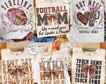 Bundle Football Png, Football Coquette Bow PNG, Football Shirt Png, Football Bundle Png, Football Mom Png,Game Day Sublimation Design Bundle