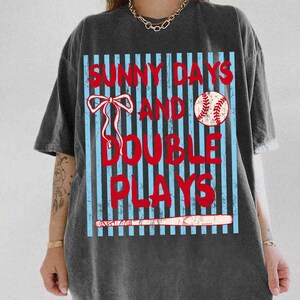 Coquette Sunny Days And Double Plays Baseball Png, Baseball Season Png, Baseball Mom Png, Preppy Baseball Striped Png, Trendy Girly Game Day image 5