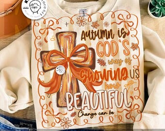 Preppy kors höst Jesus, hösten är Guds väg som visar oss, retro höst png, höstens armbåge png, höstens kristna png, höstens Jesus-skjortadesign