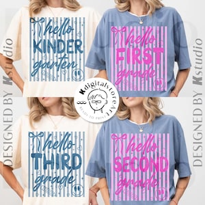 Zurück zu Schule Bundle Png Hallo Kindergarten Erste Zweite Dritte Vierte Fünfte Klasse Shirt Design, Preppy Schule Streifen Png, Lehrer Schüler